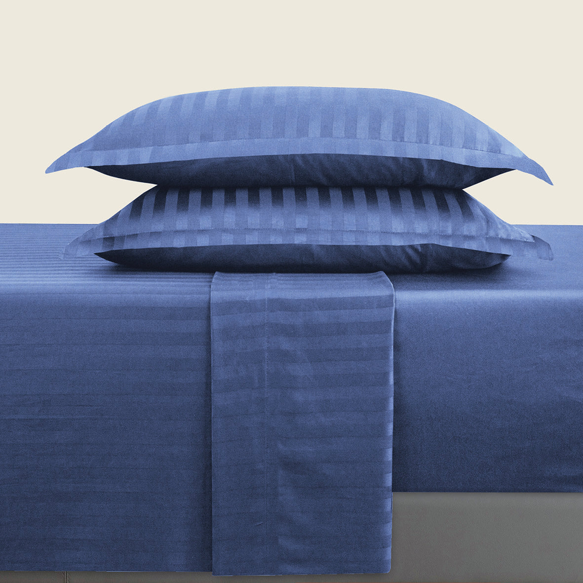 Sheet set cotton satin dobby stripe woven - Blue