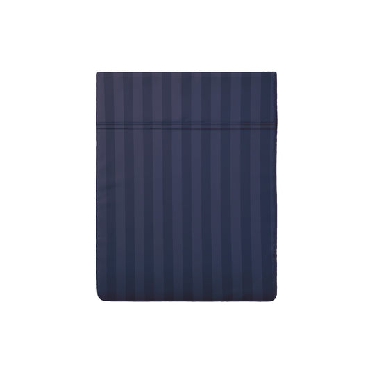 <p>Drap plat satin de coton dobby stripe - Bleu fonc�</p>