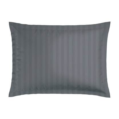 Pillowcase(s) cotton satin dobby stripe woven - Dark grey 2 x (50 x 70 cm)