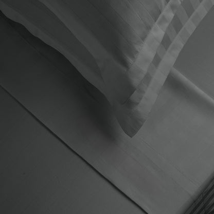 Flat sheet cotton satin dobby stripe woven - Dark grey