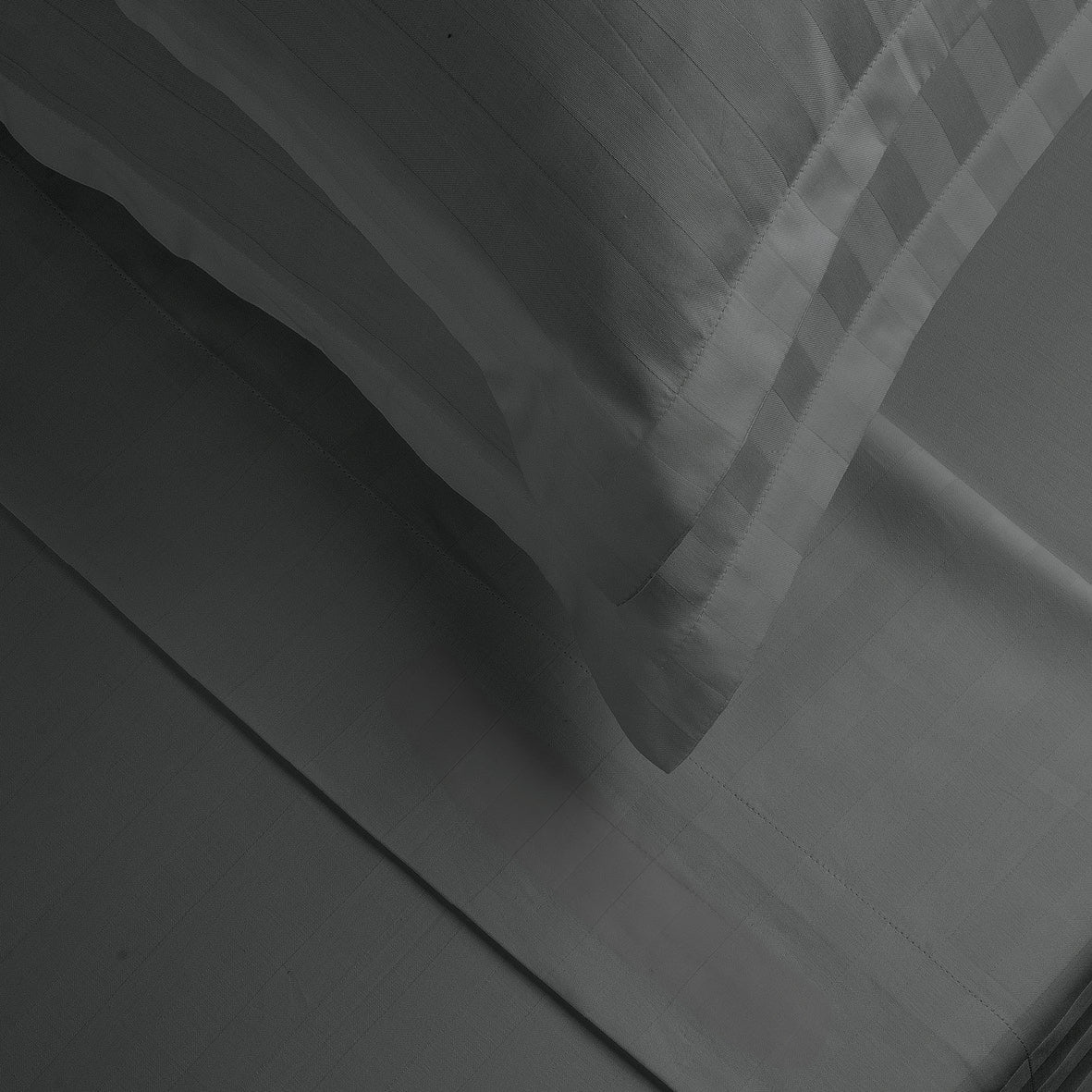 Sheet set cotton satin dobby stripe woven - Dark grey