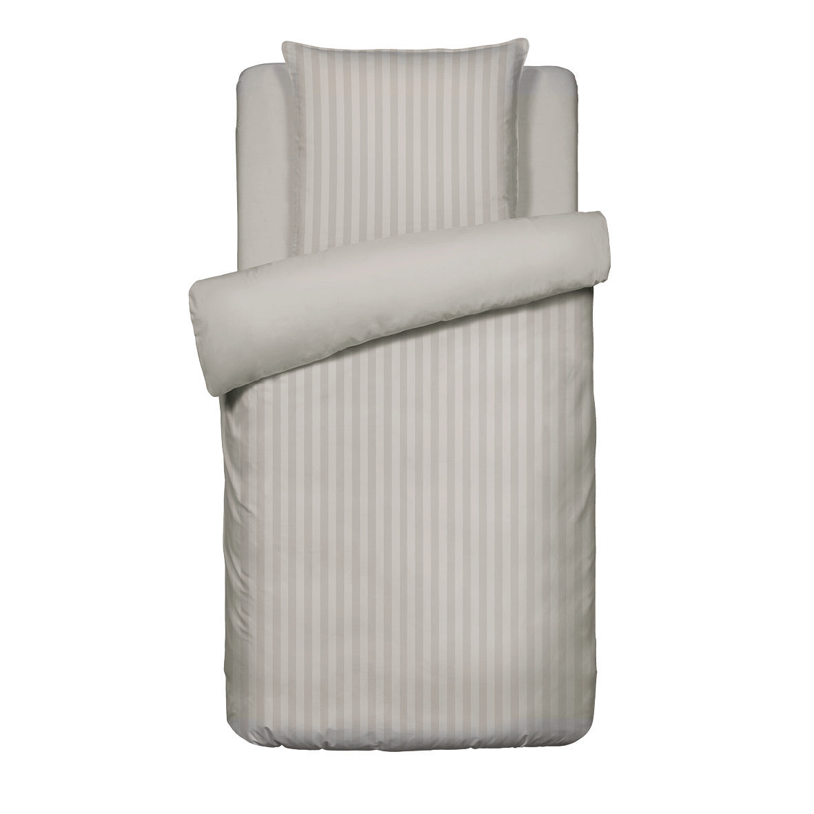 Duvet cover + pillowcase cotton satin dobby stripe woven - Taupe