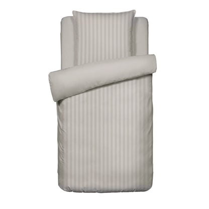 Duvet cover + pillowcase cotton satin dobby stripe woven - Taupe