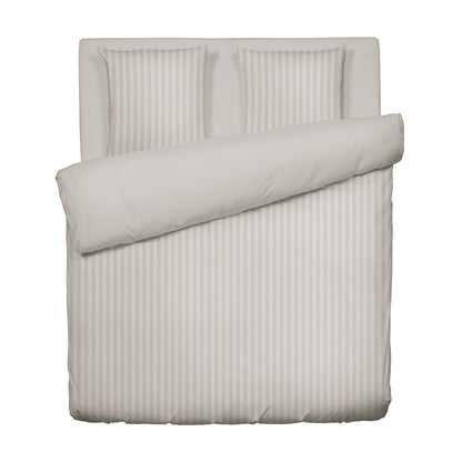 Duvet cover + pillowcase cotton satin dobby stripe woven - Taupe