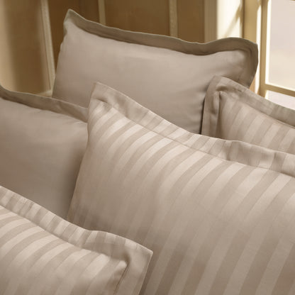 Pillowcase(s) cotton satin dobby stripe woven - Taupe