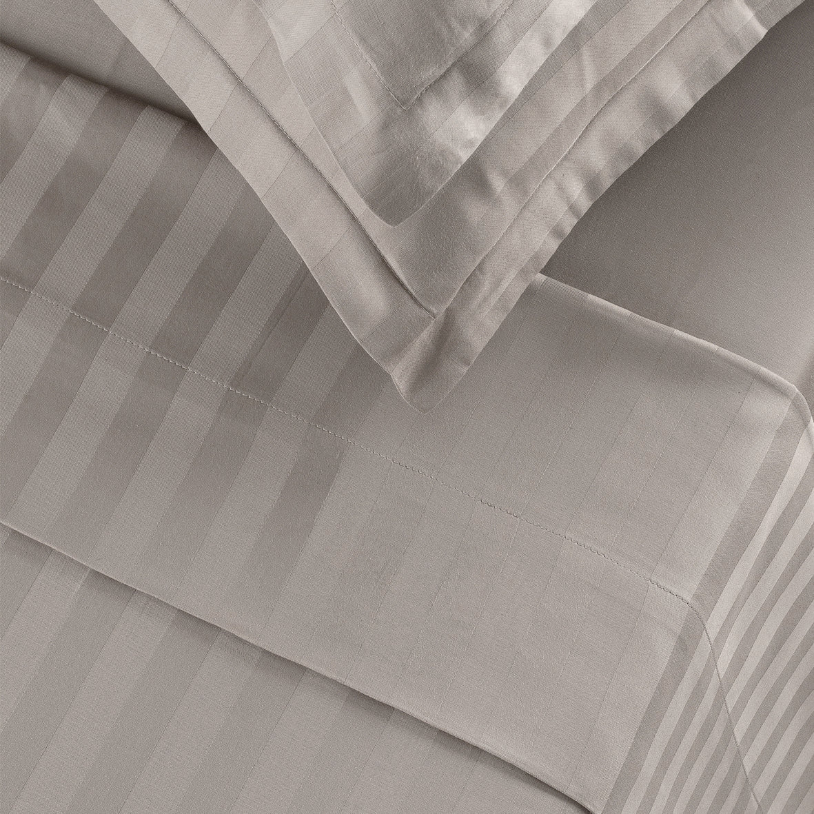 Flat sheet cotton satin dobby stripe woven - Taupe