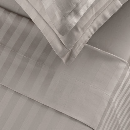 Flat sheet cotton satin dobby stripe woven - Taupe
