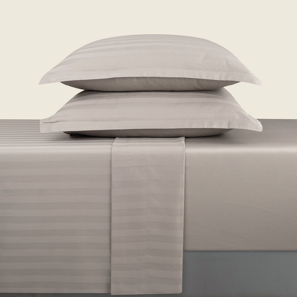 Sheet set cotton satin dobby stripe woven - Taupe