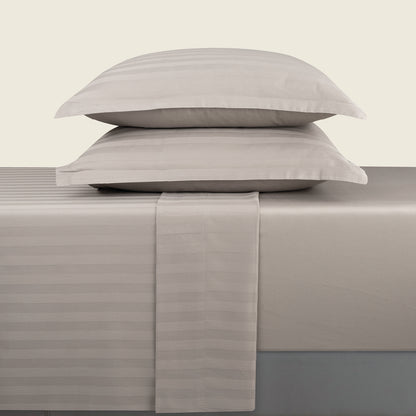 Sheet set cotton satin dobby stripe woven - Taupe