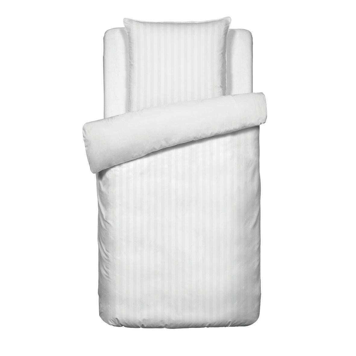 Duvet cover + pillowcase cotton satin dobby stripe woven - White