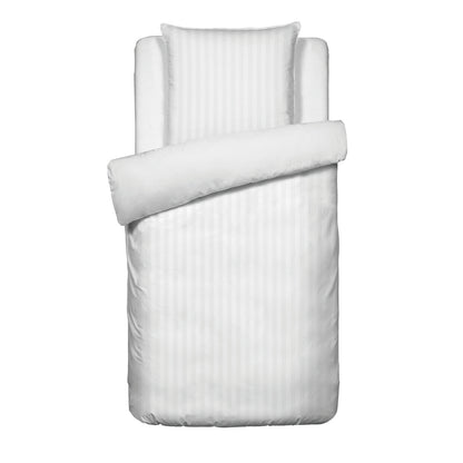 Duvet cover + pillowcase cotton satin dobby stripe woven - White