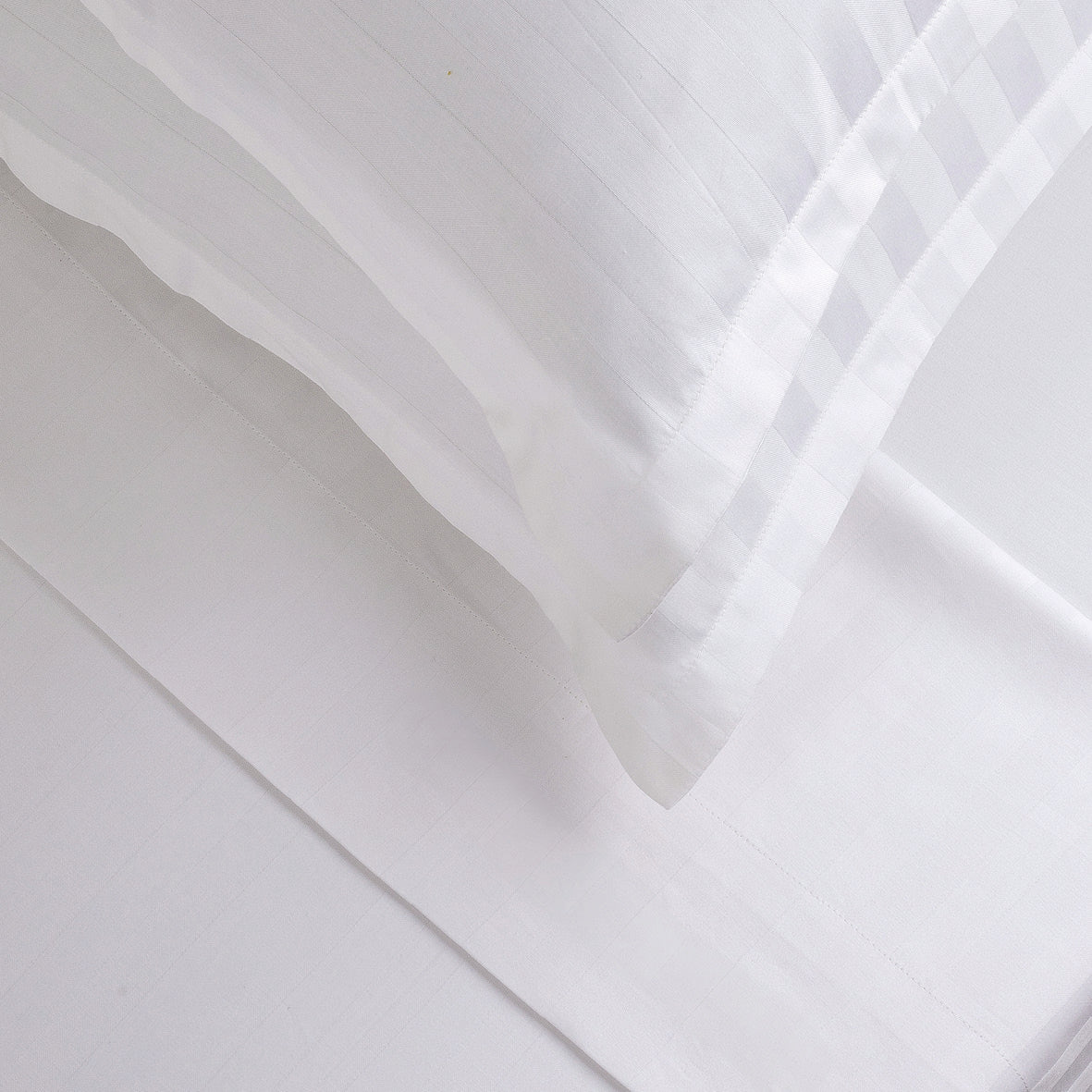 Duvet cover + pillowcase cotton satin dobby stripe woven - White