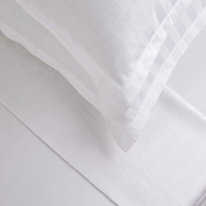 Duvet cover + pillowcase cotton satin dobby stripe woven - White