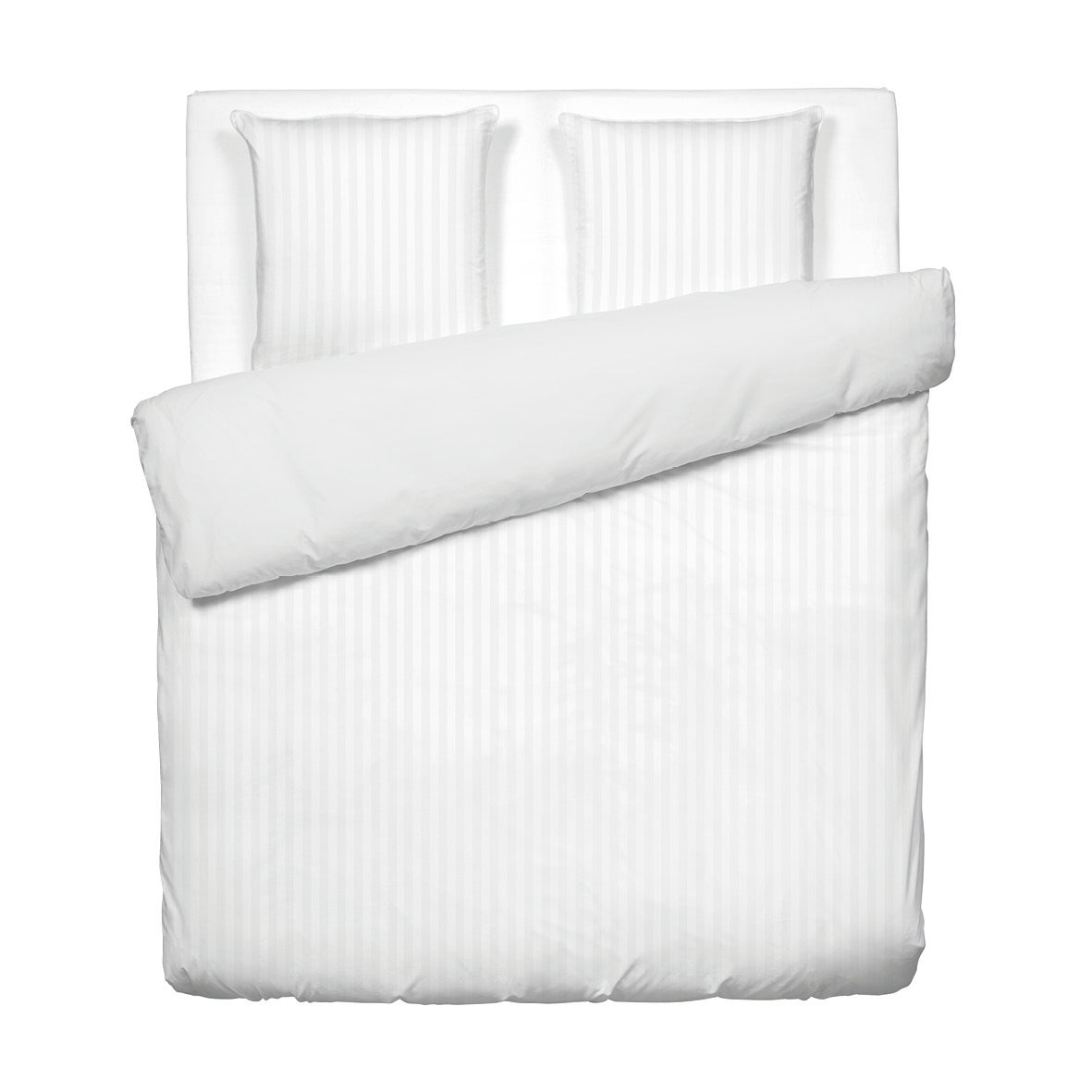 Duvet cover + pillowcase cotton satin dobby stripe woven - White
