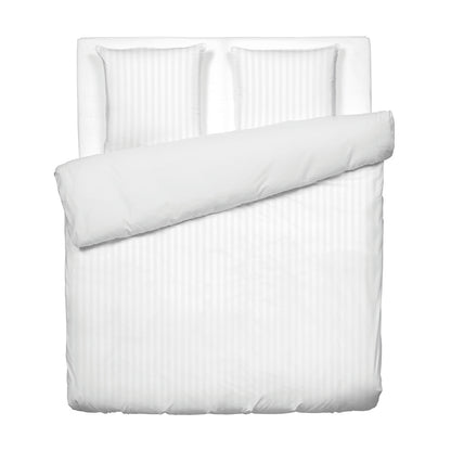 Duvet cover + pillowcase cotton satin dobby stripe woven - White