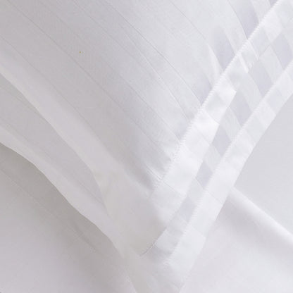 Pillowcase(s) cotton satin dobby stripe woven - White