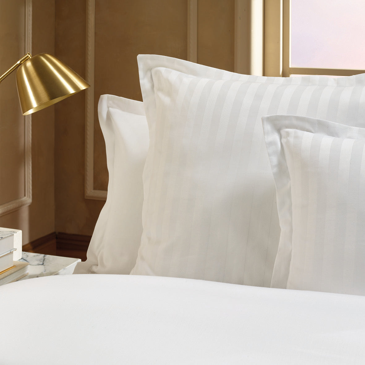 Pillowcase(s) cotton satin dobby stripe woven - White