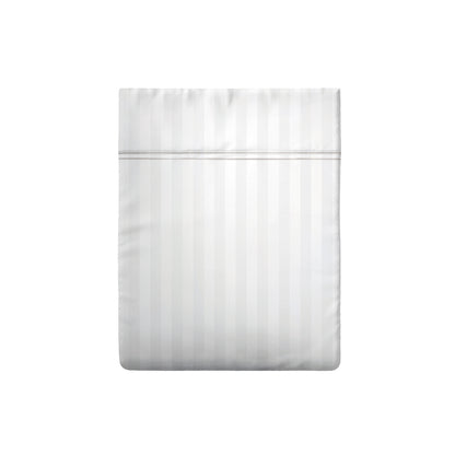 Flat sheet cotton satin dobby stripe woven - White