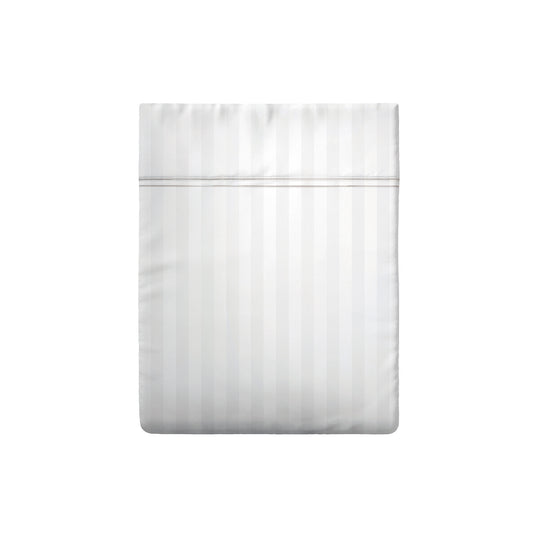 <p>Drap plat satin de coton dobby stripe - Blanc</p>