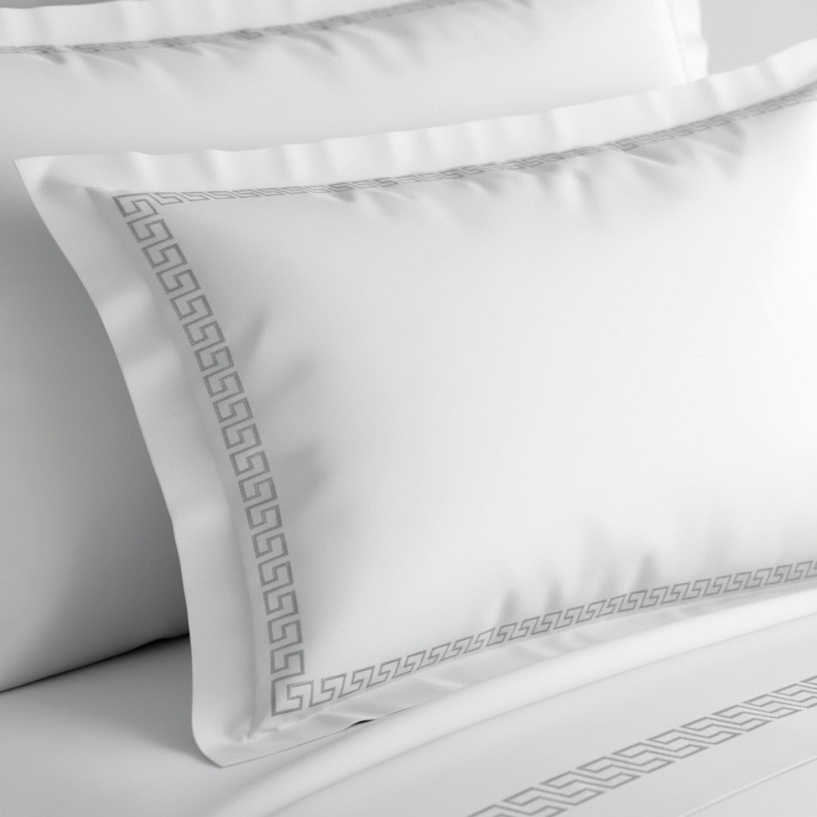 Pillowcase cotton satin - Reine de nuit Grey / White