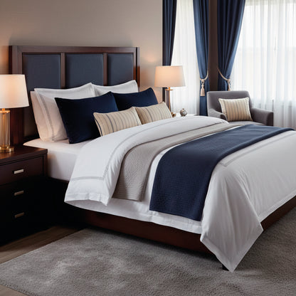 Pillowcase cotton satin - Reine de nuit Grey / White