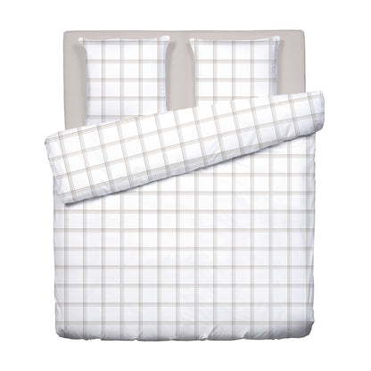 Duvet cover + pillowcase cotton satin - Apolline Taupe 260 x 240 cm + 2 x (63 x 63 cm)