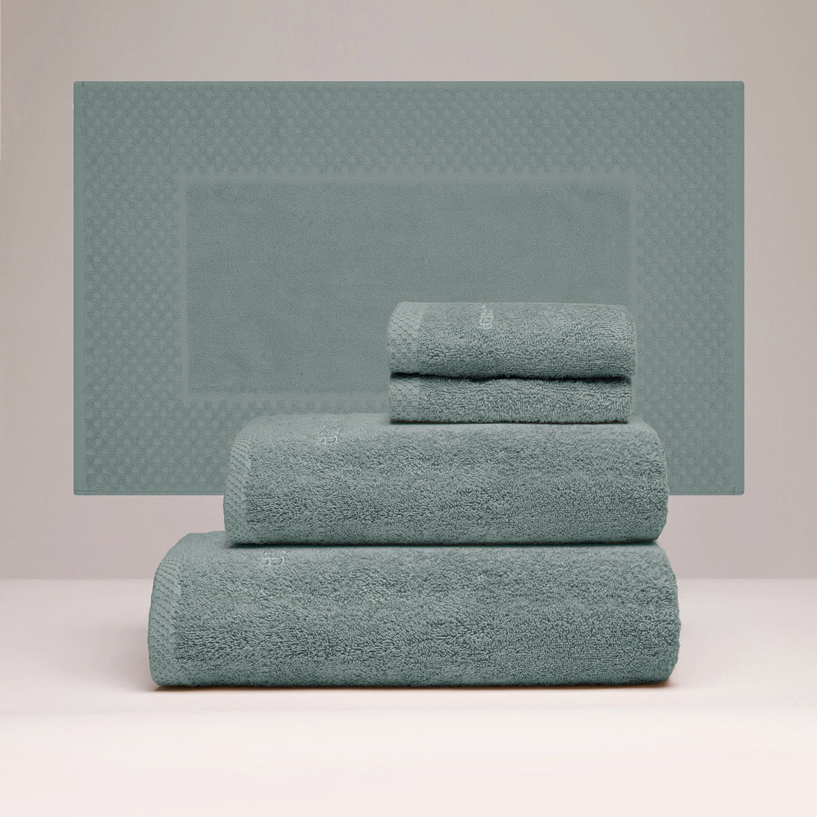 Complete bath linen set combed cotton LT - Oasis - 5 pieces Bottle green