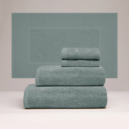 Complete bath linen set combed cotton LT - Oasis - 5 pieces Bottle green