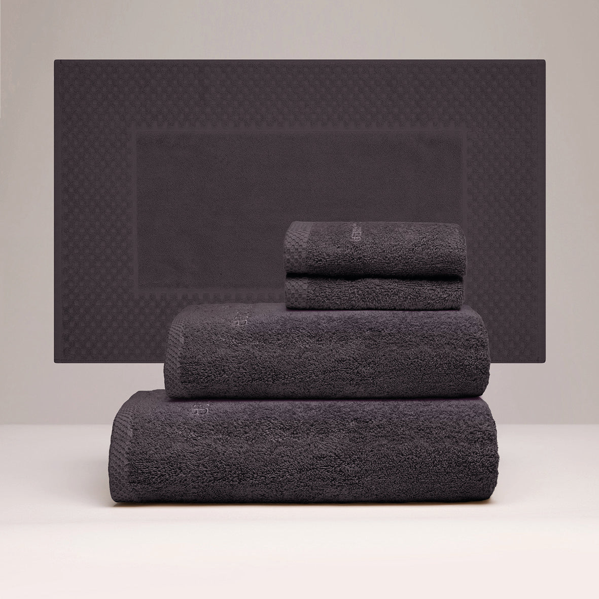 Complete bath linen set combed cotton LT - Oasis - 5 pieces Dark grey