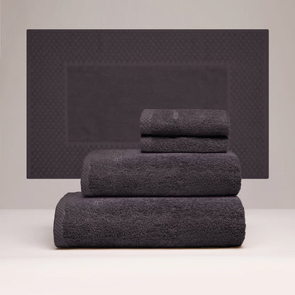 Complete bath linen set combed cotton LT - Oasis - 5 pieces Dark grey