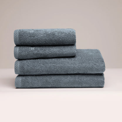 Hand towel + bath towel combed cotton LT - Oasis - 2 x (50 x 100 cm) + 2 x (70 x 140 cm) Prussian blue