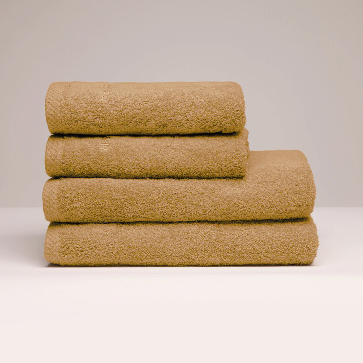 Hand towel + bath towel combed cotton LT - Oasis - 2 x (50 x 100 cm) + 2 x (70 x 140 cm) Mustard yellow