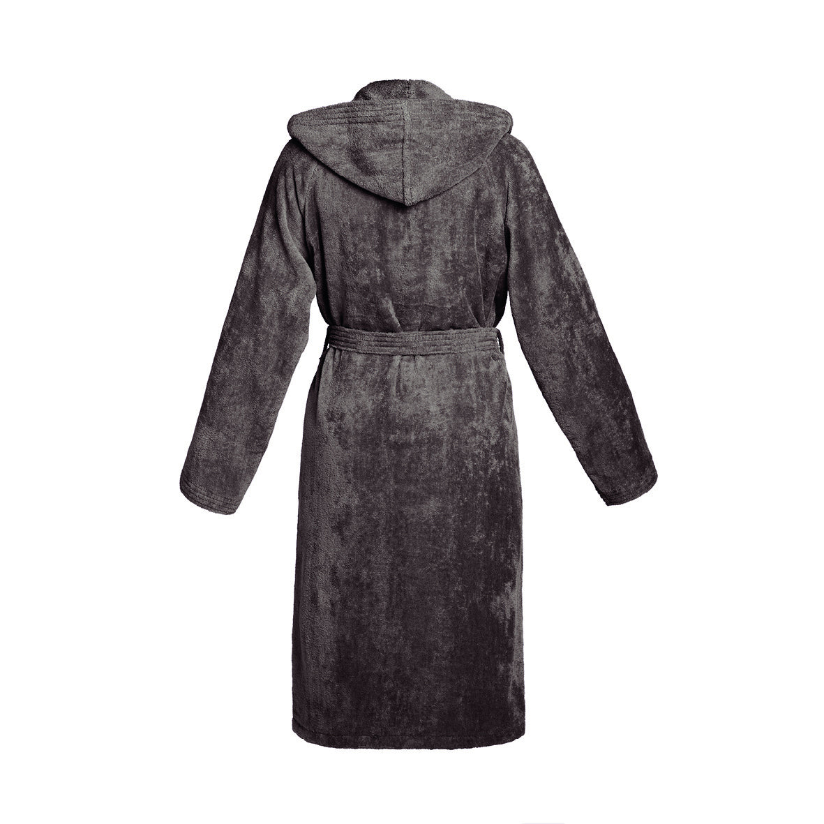 <p>Peignoir coton velours avec capuche - Uni Gris foncé</p>