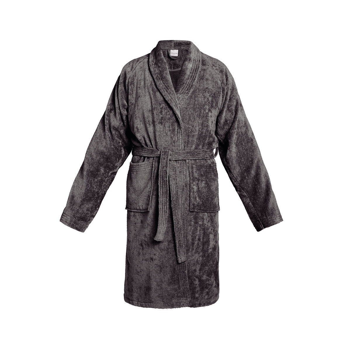 Bathrobe with shawl collar cotton velvet - Uni Dark grey