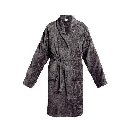 Bathrobe with shawl collar cotton velvet - Uni Dark grey