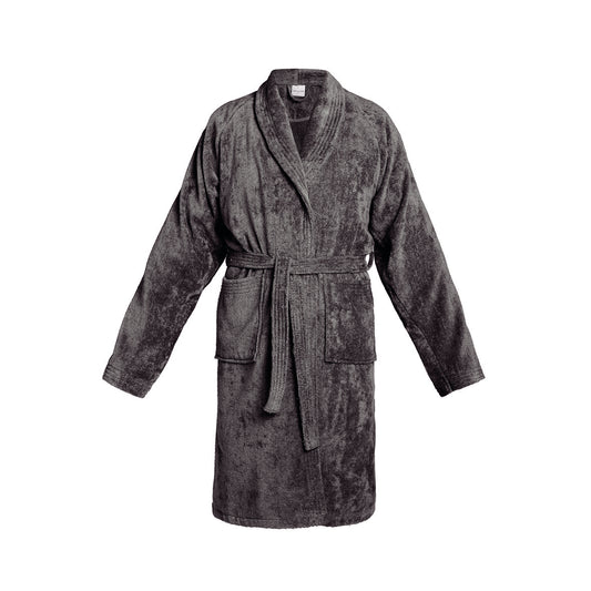 Bathrobe with shawl collar cotton velvet - Uni Dark grey