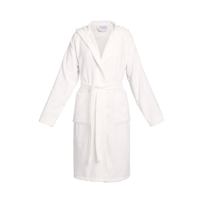 <p>Peignoir coton velours avec capuche - Uni Blanc</p>