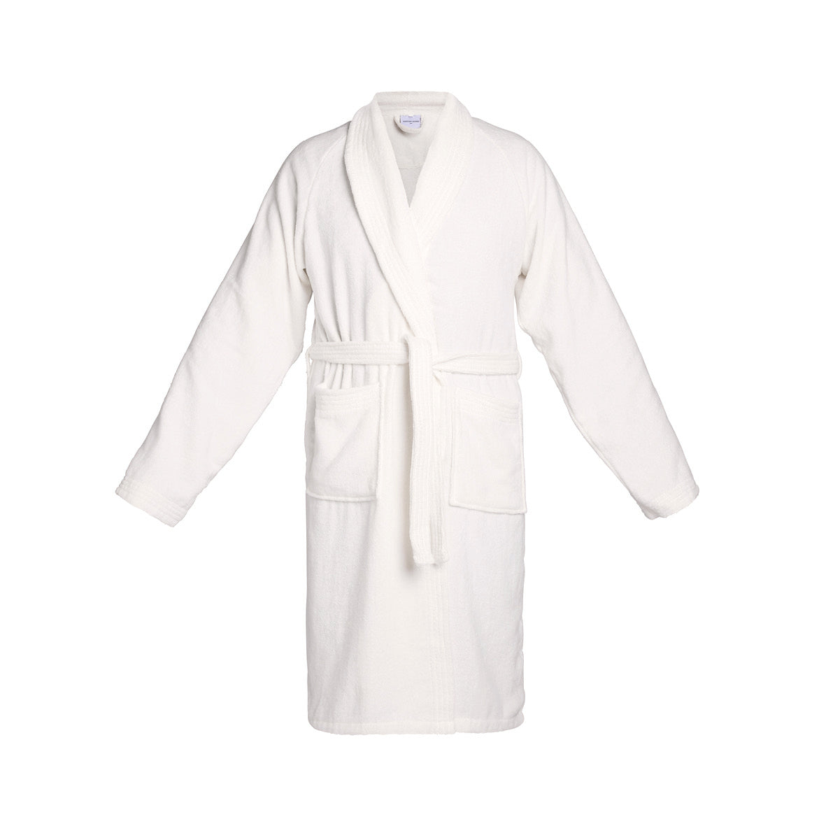 <p>Peignoir avec col châle en coton velours - Uni Blanc</p>