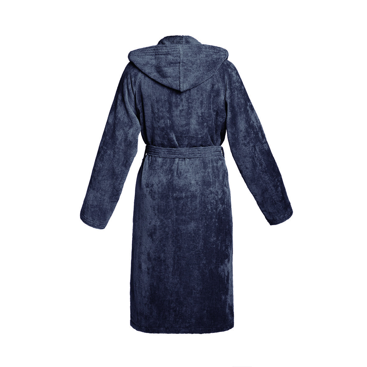 <p>Peignoir coton velours avec capuche - Uni Bleu foncé</p>