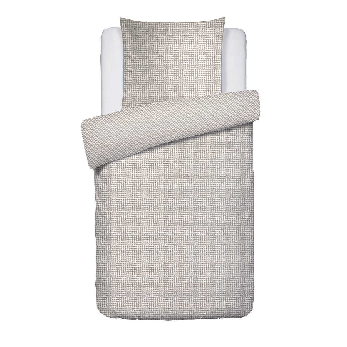 Duvet cover + pillowcase cotton satin - Gallina Taupe 140 x 200 cm + 63 x 63 cm