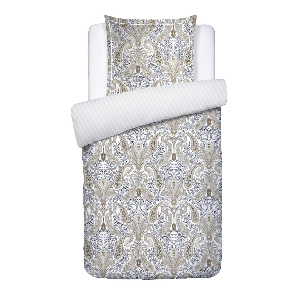 Duvet cover + pillowcase cotton satin - Palais oriental Taupe