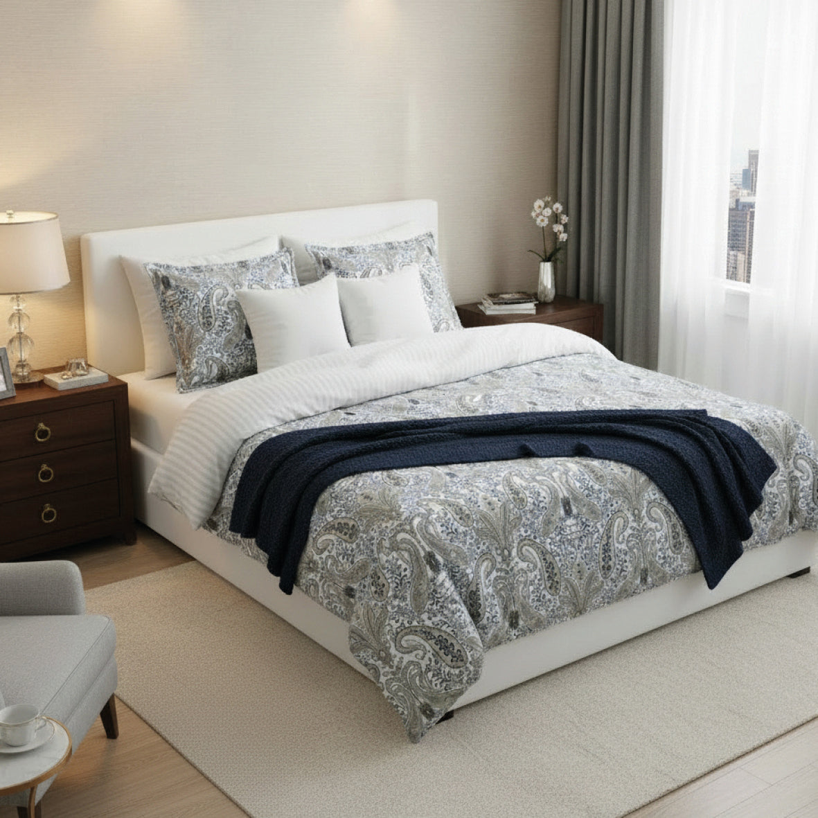 Pillowcase cotton satin - Palais oriental Taupe