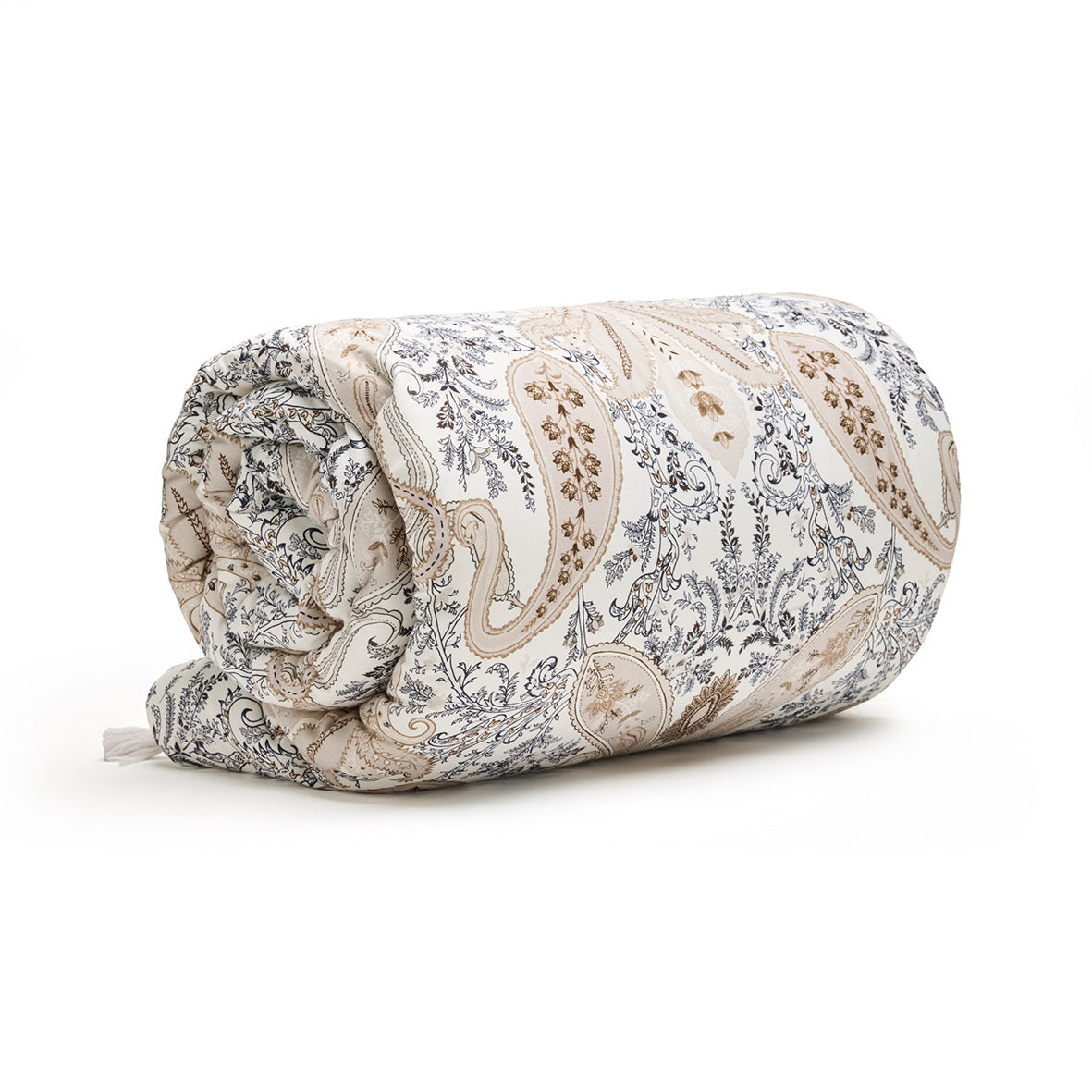 Quilt with tassels cotton satin - Palais oriental Taupe - 140 x 200 cm