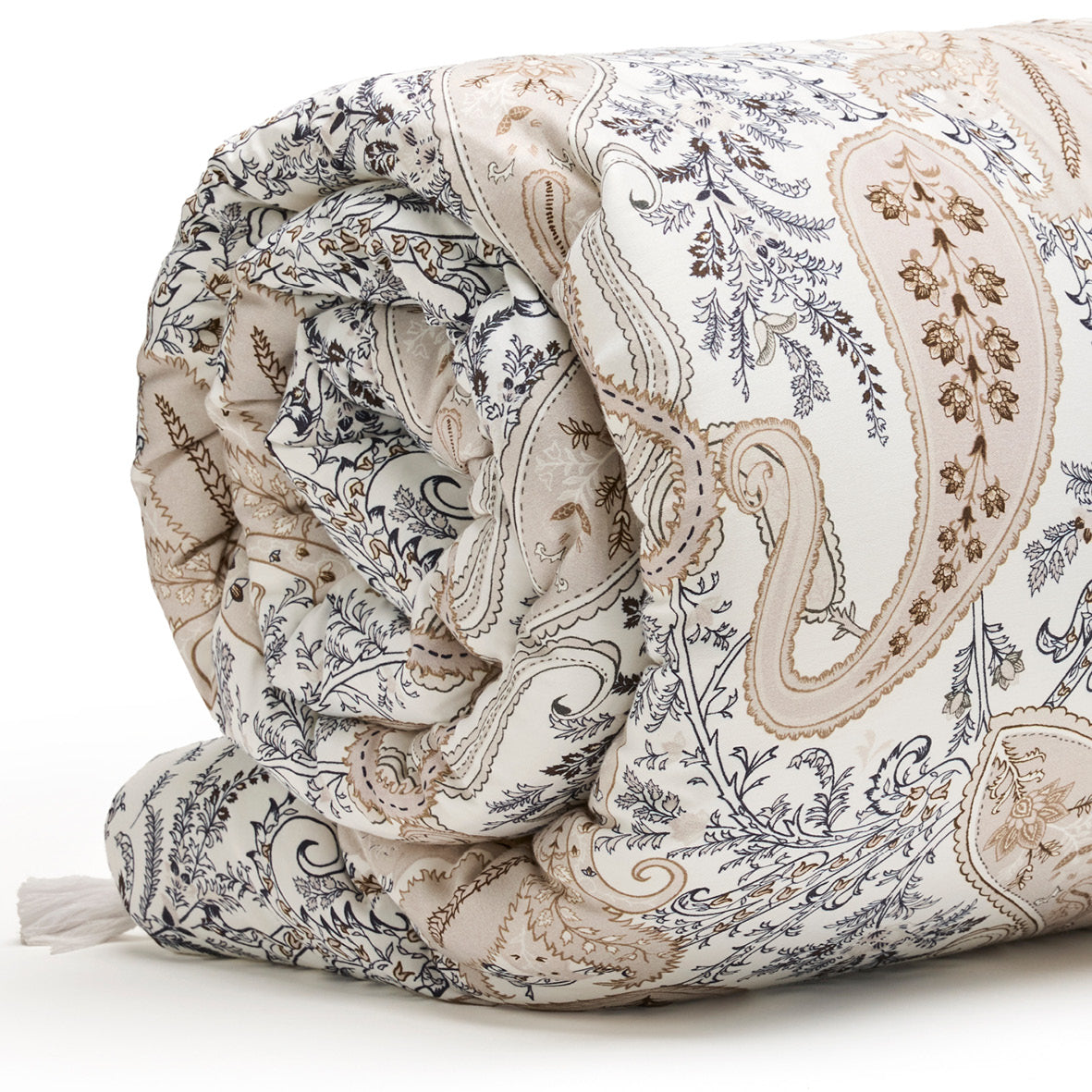 Quilt with tassels cotton satin - Palais oriental Taupe - 140 x 200 cm
