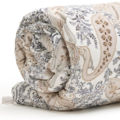 Quilt with tassels cotton satin - Palais oriental Taupe - 140 x 200 cm