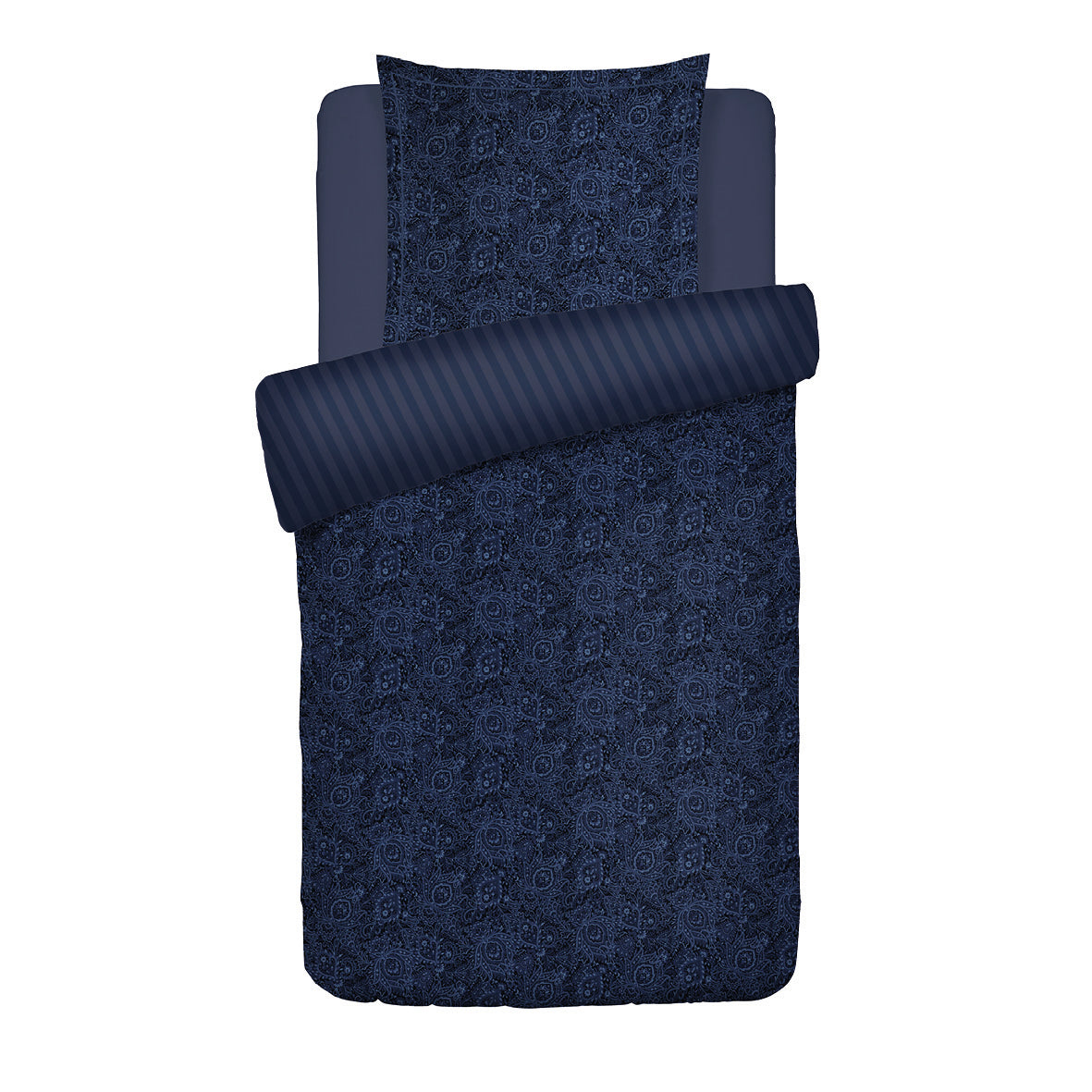 Duvet cover + pillowcase cotton satin - Eclipse fleuri Blue