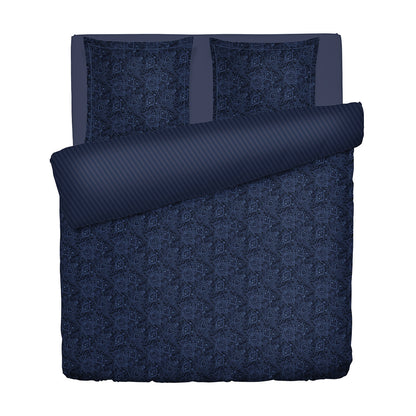Duvet cover + pillowcase cotton satin - Eclipse fleuri Blue