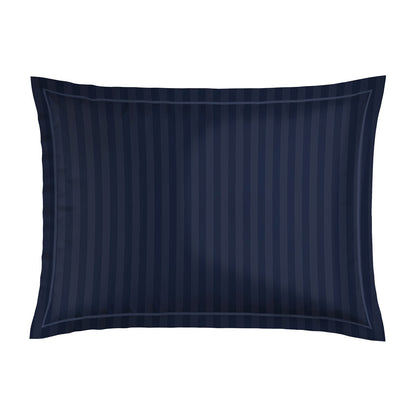 Pillowcase cotton satin - Dobby stripe woven / Eclipse fleuri Blue 11 2 x (50 x 70 cm)