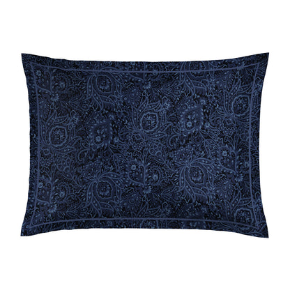Pillowcase cotton satin - Dobby stripe woven / Eclipse fleuri Blue 11