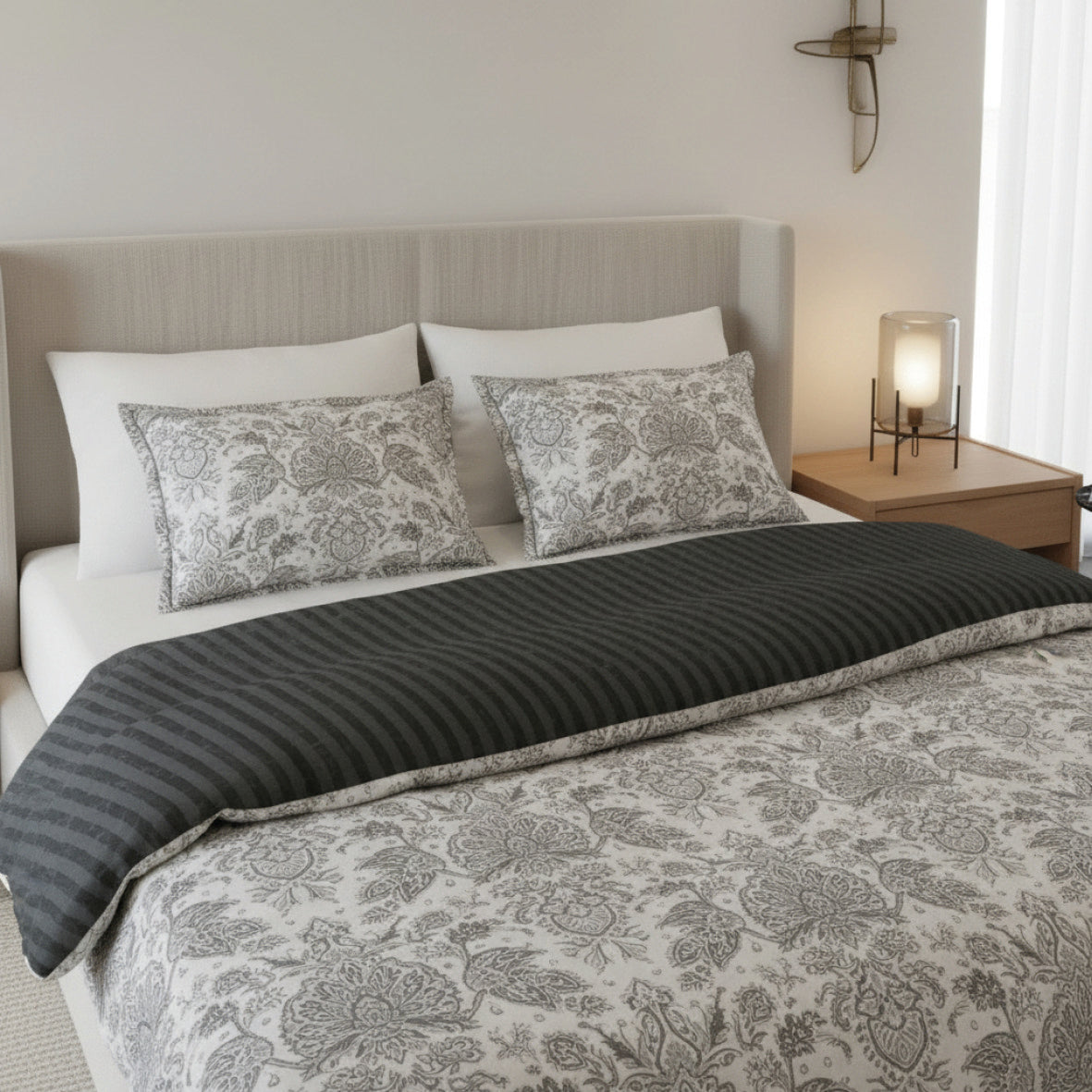 Pillowcase cotton satin - Élégance persane Beige
